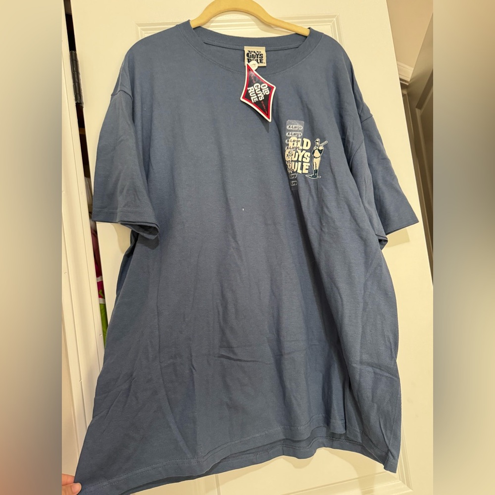 Old Guys Rule Men's Blue Graphic T-Shirt Baseball,‎ size XL